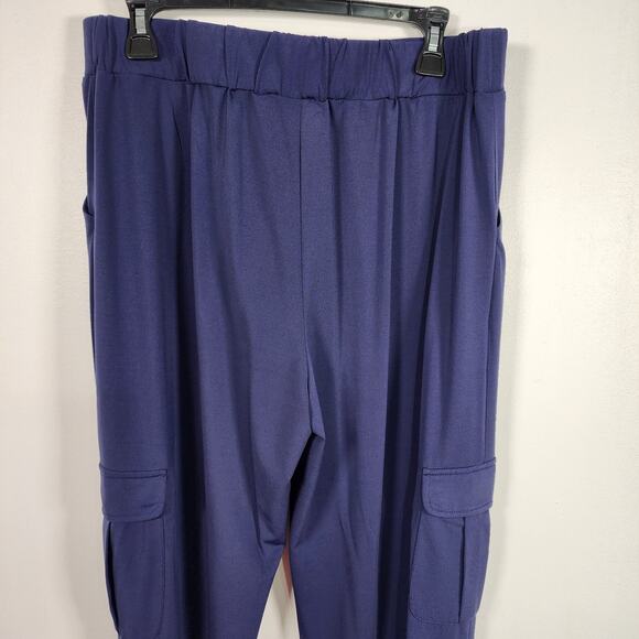Lisa Rinna Collection Womens Cargo Jogger Pants Size Medium Navy Blue High Rise - Picture 6 of 9
